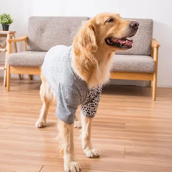 

New spring and autumn dog clothes Plaid knitwear sweater golden hair Samoye autumn and winter large dog pet clothing