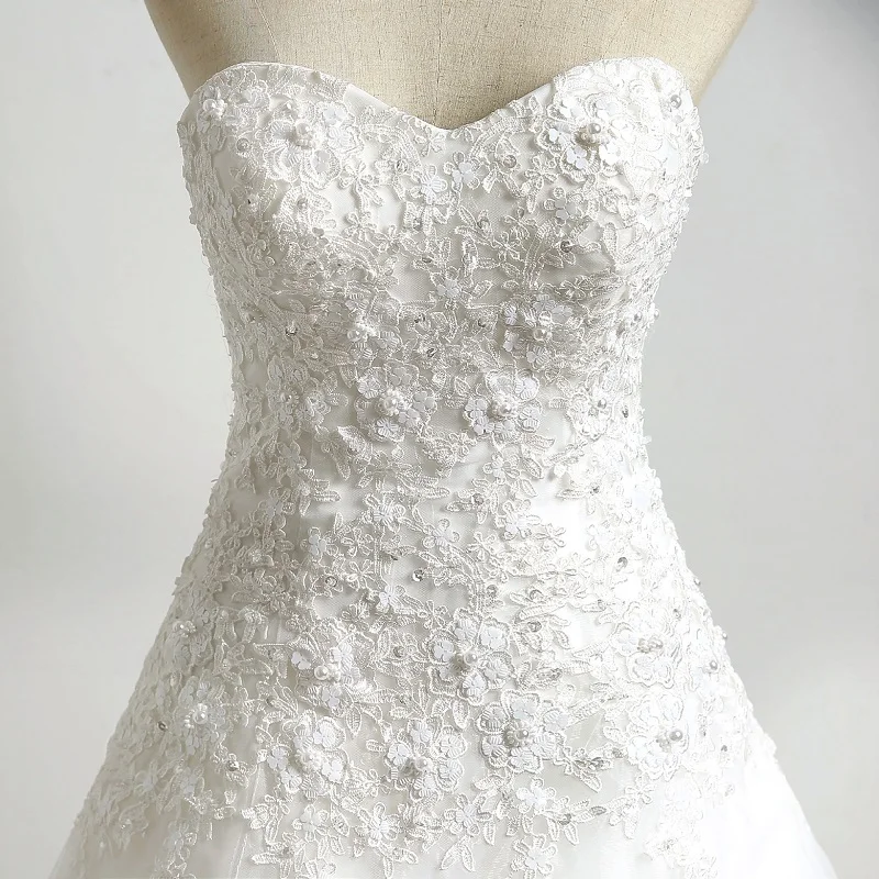 Alilove /A Line/Strapless/White/Simple/New/Style/Big Size/Sexy/Bridal/Bride Wedding Dress Lace/Luxury/Sleeveless/Backless