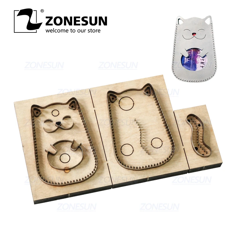 ZONESUN C2 банк держатель кредитной карты пользовательский кожаный Режущий инструмент для пробивки DIY бумаги кликер высечки деревянный шаблон