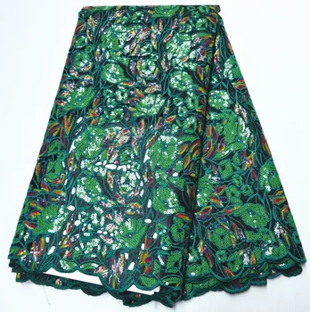 

2020 New Style with Sequins African Organza Lace Fabric Hollow out flower design Sequins Nigerian African fabric with beads