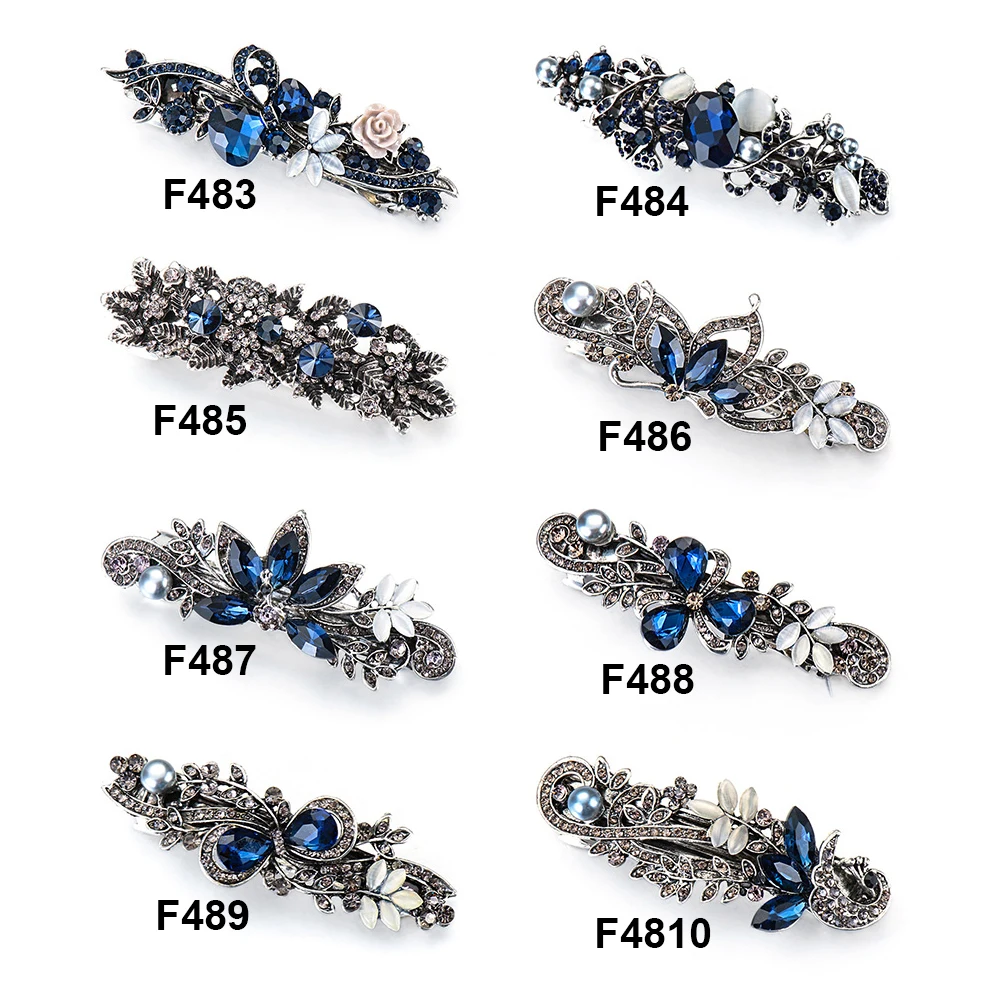 New Fashion Crystal Hair Clips Vintage Spring Hairpins Leaf Flowers Barrettes Elegant Women Headwear Luxury Hair Accessories