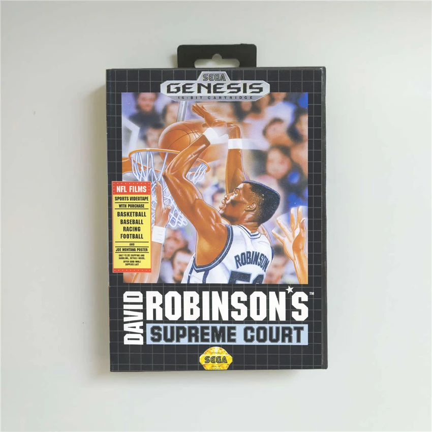 

David Robinson's Supreme Court - USA Cover With Retail Box 16 Bit MD Game Card for Sega Megadrive Genesis Video Game Console