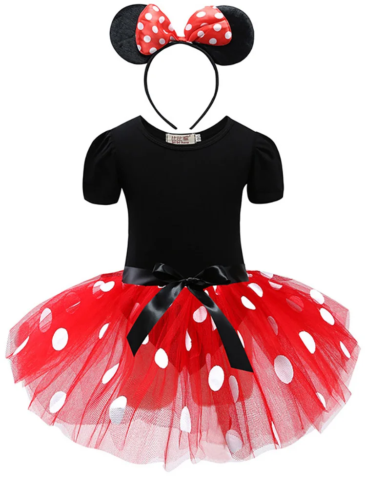 Little Kids Dress for Girls Halloween Mickey Minnie Mouse Summer Clothes and Headwear Children Birthday Carnival Party Costume