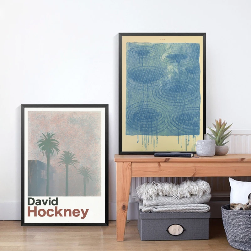 David Hockney art Exhibition Poster Rain Palms Prints Abstract Watercolor Painting Canvas Pictures Museum Gallery Wall Art Decor