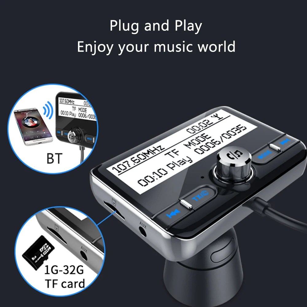 Цифровой радиоприемник BT4.2 FM передатчик ЖК-дисплей USB зарядное устройство для автомобиля(только для стран, которые имеют DAB сигнал