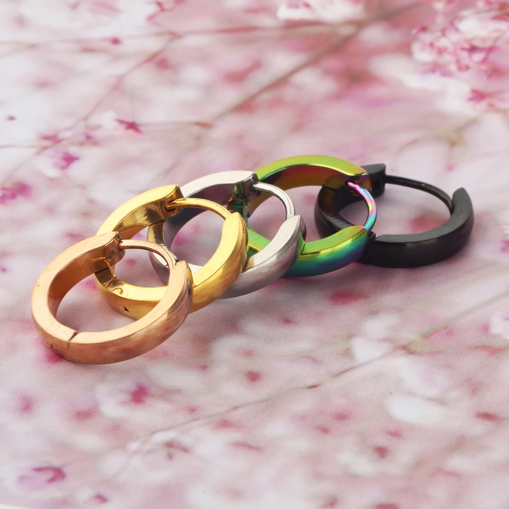 Stainless Steel Mens Womens Hoop Earrings Huggie Ear Piercings Ear Clip Clicker for girl body fashion earrings