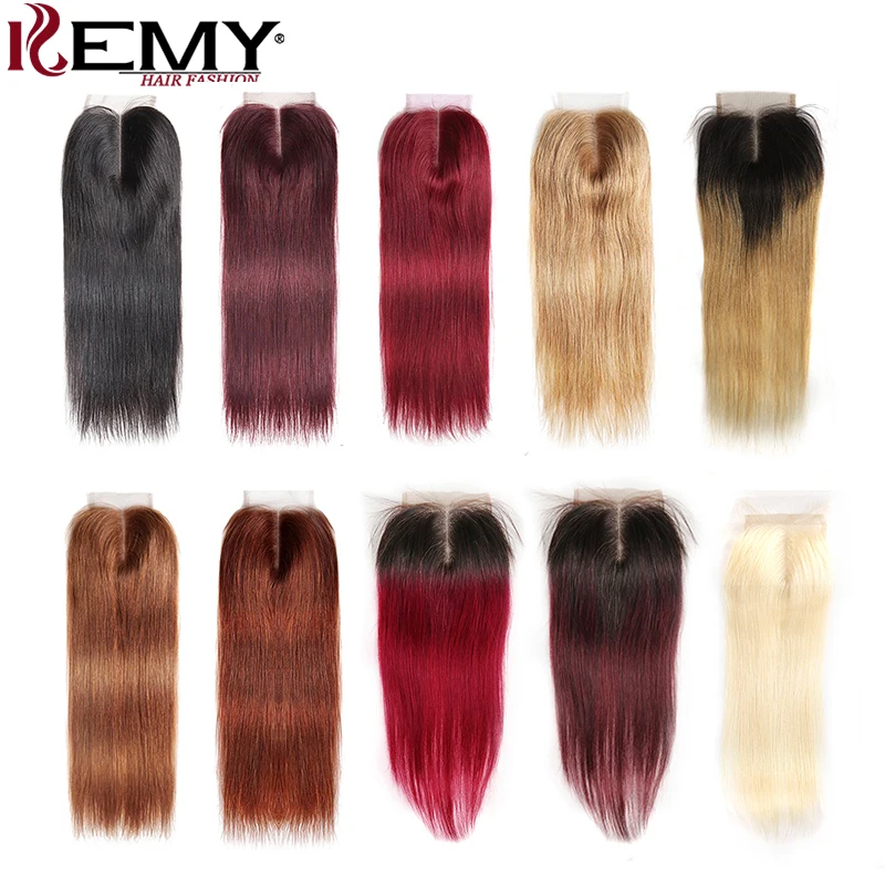 Skup 4*4 brazylijski zamknięcie koronki KEMY włosów 100% nie Remy proste włosy ludzkie darmo Middle trzy część szwajcarska koronka bez zapięć wysyłka