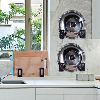 

Stainless Steel Plate Lid Chopping Board Black Storage Racks for Dishes and Seasonings Wall-mounted Rack Cutting Board Holder