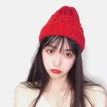 Однотонные вязаные шапки модный тренд осень зима элегантный темперамент теплый мягкий корейский прекрасный для женщин девочек шапочки