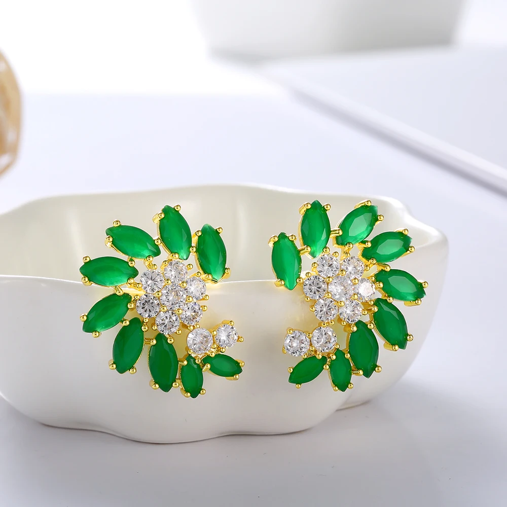 Green Корейская мода, нержавеющая сталь,, аксессуары, элегантные женские серьги-гвоздики, Женские Ювелирные изделия, подарок для друга, циркон, кристалл - Окраска металла: Green