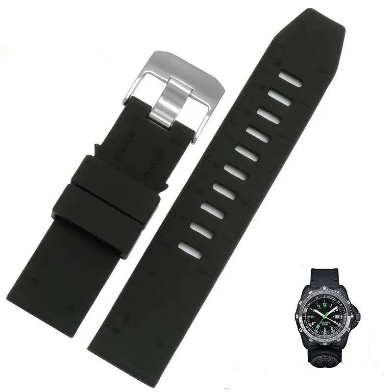SILVER 23 мм мягкий силиконовый резиновый ремешок для часов, браслеты для Luminox, военный, мужской, дайвер, компас, весы, ремешок для наручных часов - Цвет ремешка: SILVER