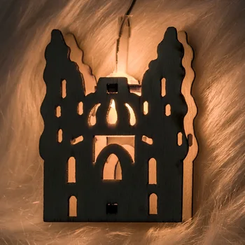 

Wood Castle LED Light String Lights Flashing Light Indoor Decorating Accessories Pendant Plug-in Muslim Lesser Bairam