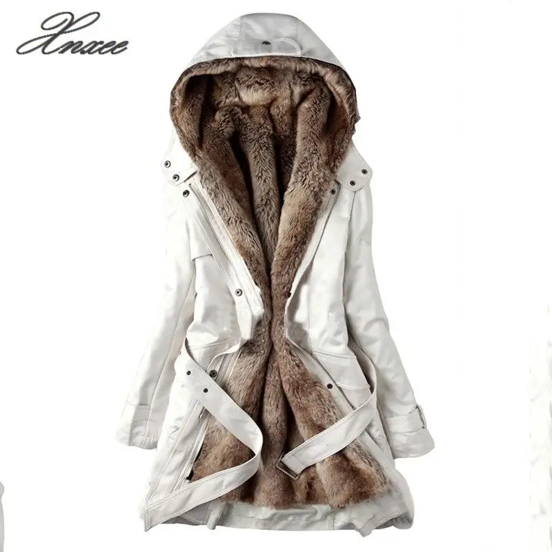 Xnxee осенне-зимнее пальто женское армейское зеленое пальто-бомбер Женское пальто женское длинное базовое пальто Верхняя одежда S-3XL - Цвет: creamy-white