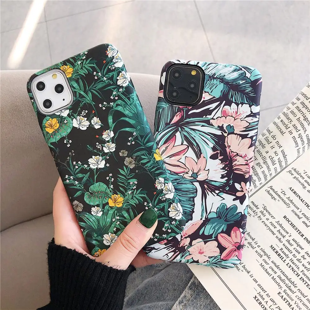 

3D Embossed Luminous Hard Shell Art Oil Painting Flower Phone Case for iPhone 6 6s 7 8 Plus X XR XS 11 Pro Max Back Cover Coque
