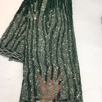 

New Arrival Handmade Lace African French Lace Fabric High Quality Embroidered Beaded Lace Fabric For Nigerian Wedding ZFN001