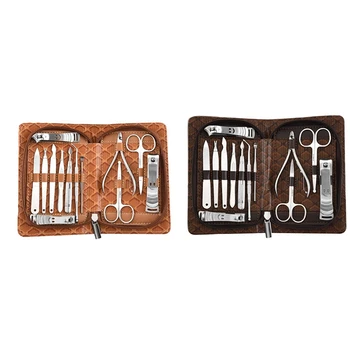 

13Pcs/Set Pro Nail Clipper Pedicure Manicure Kit Stainless Steel Cuticle Scissor Nail Care Set Grooming Kit