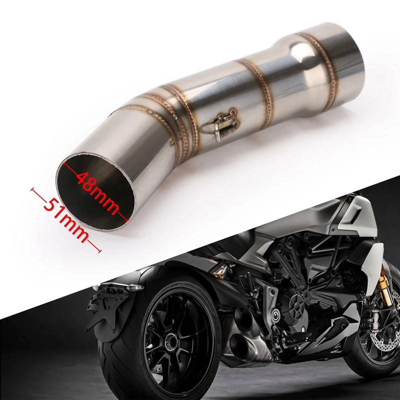 51mm Slip-On Exhaust for DUCATI DIAVEL Modified Middle Pipe Link Connect Tube Motorcycle Parts