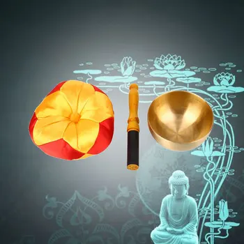 

1pcs Buddhism Singing Bowl Relaxation with Cushion Bell Metal Tibetan Meditation Buddhist Healing Home Ornament Home Decoration