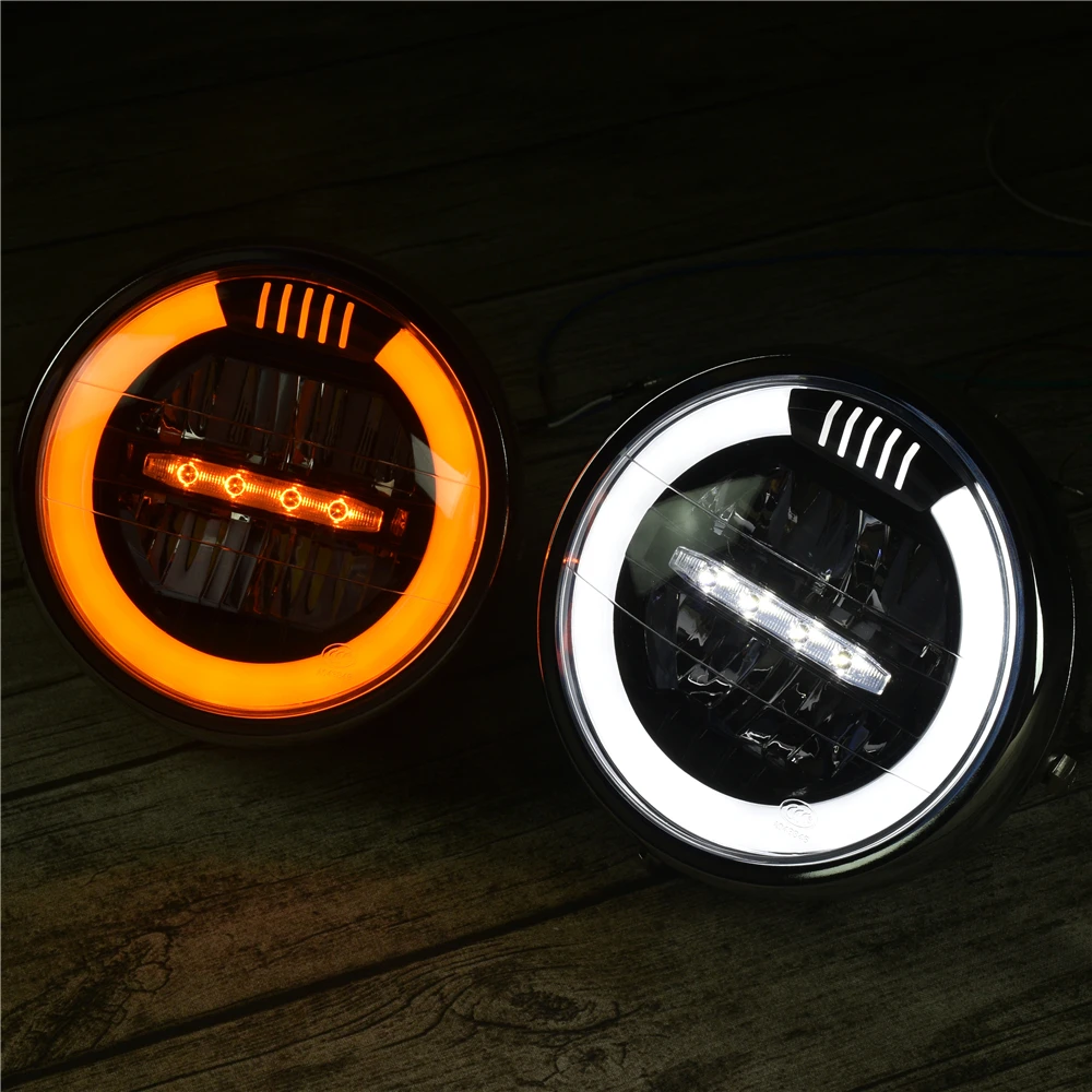 Мотоцикл LED головной светильник сборки Halo Кольцо DRL мотоцикл для Honda Shadow VT600 CB600 Cafe