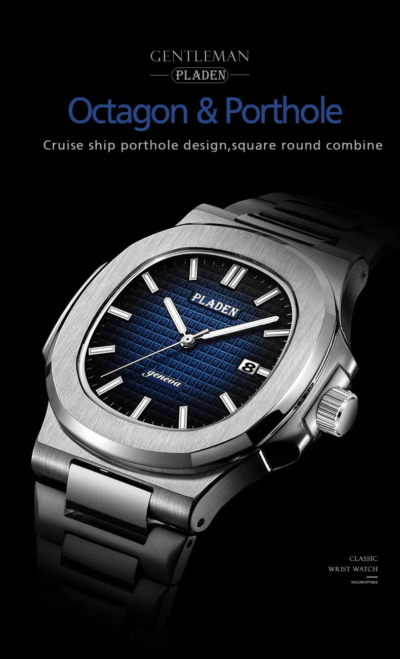 PLADEN высокое качество роскошные Брендовые мужские часы кожа водонепроницаемые 30 м мужские часы дизайн мода кварцевые Дата мужские часы # PL1030