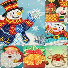 8 шт полимерная открытка алмазная живопись креативный мультфильм поздравительная открытка крестиком Снеговик Лось Рождественская открытка Сделай Сам день рождения