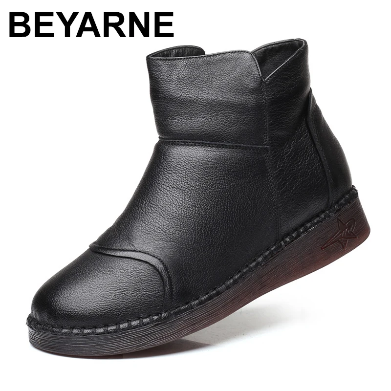 

BEYARNESlip On Snow Boots Women Warm Winter Shoes Waterpoof 2019 Winter Shoes Woman Ankle Boots Platform Casual Winter Padded