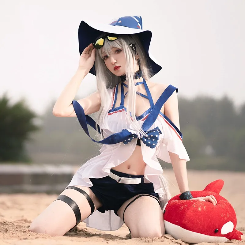 

Женский костюм для косплея arknight cos Skadi, летний комплект для косплея, купальник + шорты + топ + резинка для волос + ремень + кольцо для ног