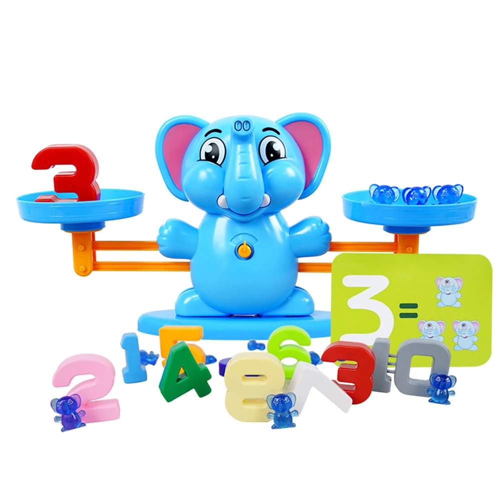 

Counting Kids Arithmetic Math Toys Set Balance Desktop Elephant Game PVC Scale Add Subtract DIY Interaction Number Learning
