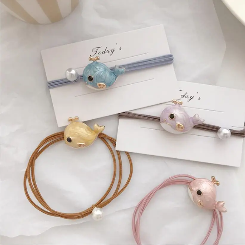

Girls Metal Dolphin Charm Elastic Women Animal Hair Band Headwear Scrunchies Headband Hair Ties Ponytail Holder Hair Accessories