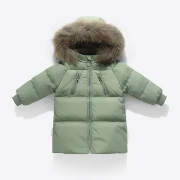 

2020 New Winter Children's Down Jacket Mid-length Thickened Kids Clothes Boys and Girls Outwear Plain Korean Style Fashion Coats