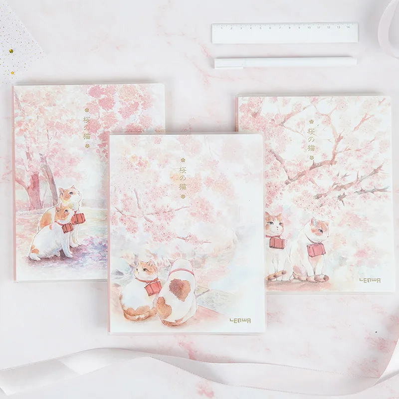 LEnWA Sakura Cat пластиковый чехол для записной книжки, красивый хипстерский ноутбук и художественный ноутбук, детский подарок на день, настраиваемый Wh