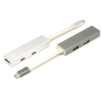 

5in 1 Portable Size Dual Ports USB Type-c to HDMI 4K USB3.0 USB2.0 HUB Charging Hub 4K HDMI Adapt Plug and play for Laptops
