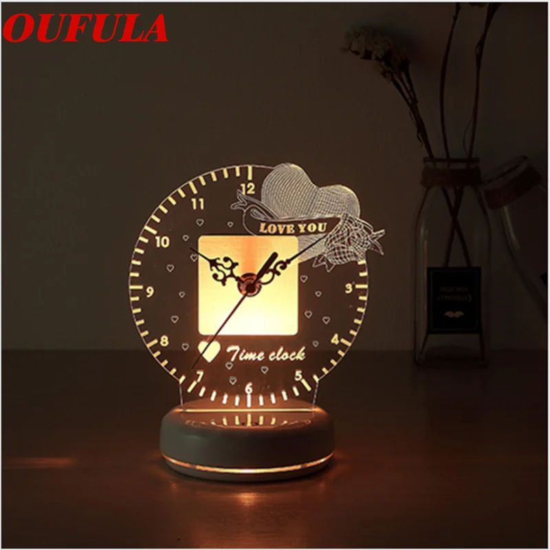 OUFULA Usb Новый дистанционный 3d ночной светильник 7 цветов часы подарок зарядка