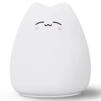 

Hot XD-Mini Cute Cartoon Cat Shaped Pat Light Lamp Soft Silicone Nightlight For Kids Toy Gifts Room Decor