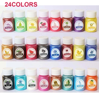 

24 colors/set Mica Powder Epoxy Resin Dye DIY Crystal Slime Pigment 10g/bottle for Resin Craft Festive Jewelry Tools