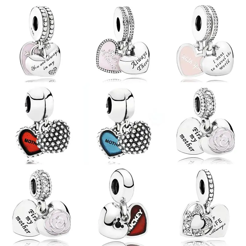 

Enamel Mother & Daughter Son Love Hearts Best Friend Pendant Charm Fit Pandora Bracelet 925 Sterling Silver Bead Charm Jewelry