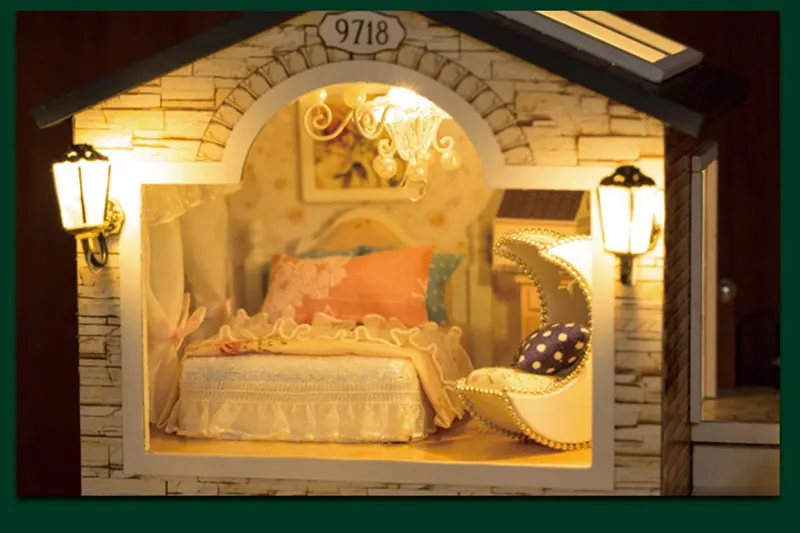 Модель "Сделай своими руками", кукольный дом собрать Наборы 3D деревянный ручной Миниатюрный Кукольный домик с мебелью светодиодный домик игрушки Рождественский подарок на день рождения