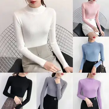 

Spring Autumn Sweater Women Knitted Turtleneck Sweaters Casual Slim Sweaters Pullover Long Sleeve Elasticity pull femme winter