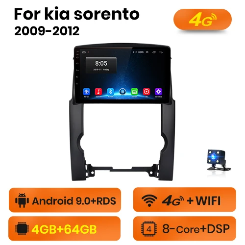 AWESAFE для Kia Sorento 2009 2010 2011 2012 автомобильный Радио Мультимедиа Видео плеер gps Нет 2din 2 din Android 8,1 2 ГБ+ 32 ГБ - Цвет: 4G-WIFI  (4GB-64GB)