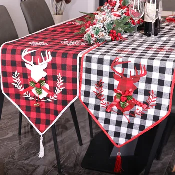 

Christmas Decoration Red and Black Checkered Table Flag 180cm Christmas Table Flag Table Cloth Table Decoration home decor