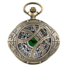 Винтажные бронзовые часы Agamotto, круглый чехол, кварцевые карманные часы, белый большой циферблат, ожерелье, цепочка, подарки для мужчин и женщин