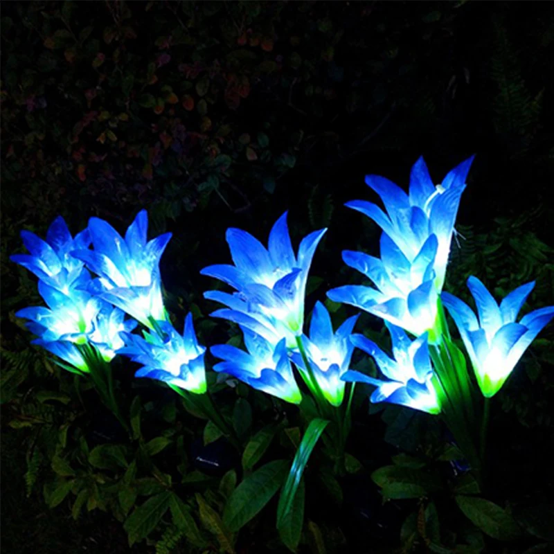 Flor de Lírio Solar para Decoração do Jardim Natal ao ar Iluminação à Prova Lâmpada Solar Colorido Lírio Flores Livre Dwaterproof Água Luz Led 9 jardim lâmpada led solar colorido lírio flores