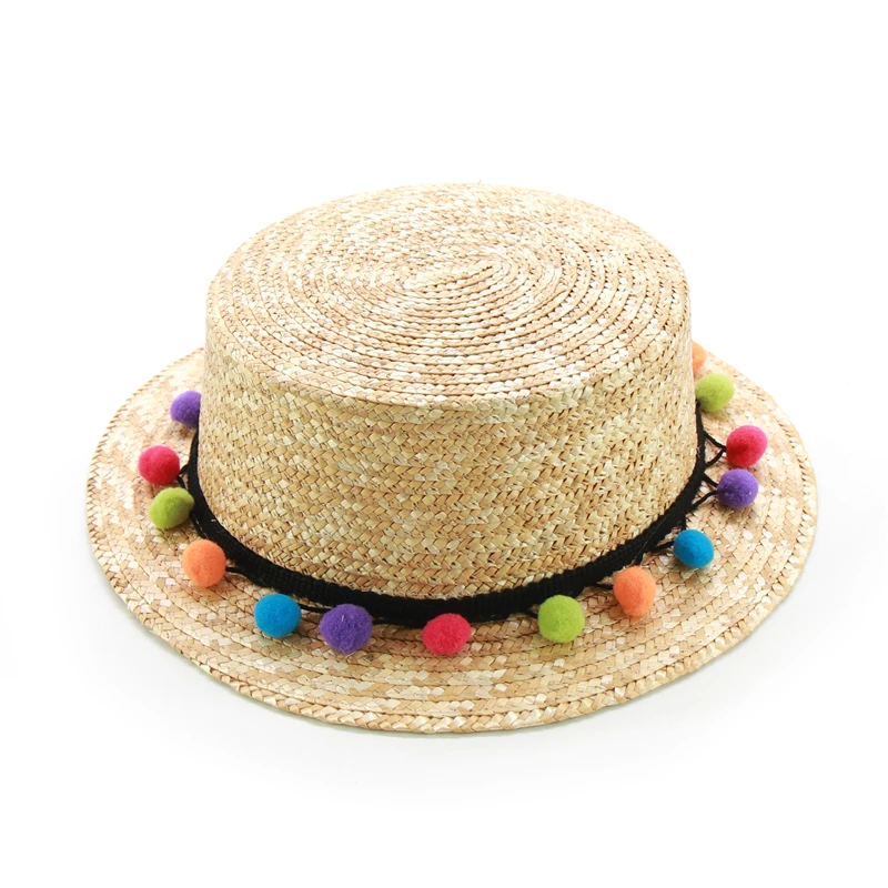 Новинка; милая соломенная шляпа с кисточками и помпонами для детей и взрослых; пляжная шляпа для девочек с эластичным веревочным верхом; женская летняя шляпа от солнца;