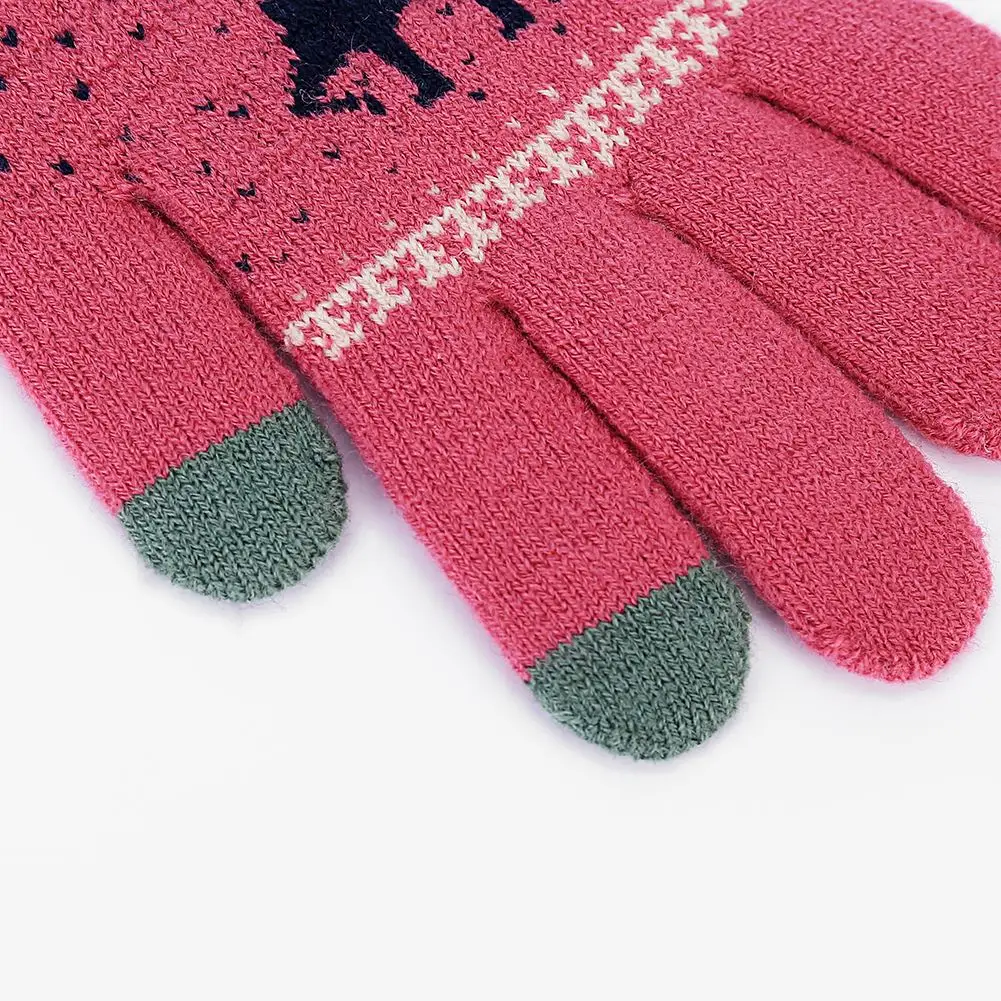 Новые зимние вязаные перчатки с олененком и сенсорным экраном, зимние теплые перчатки, перчатки с милым оленем, теплые варежки для улицы, рождественский подарок для девочек#40