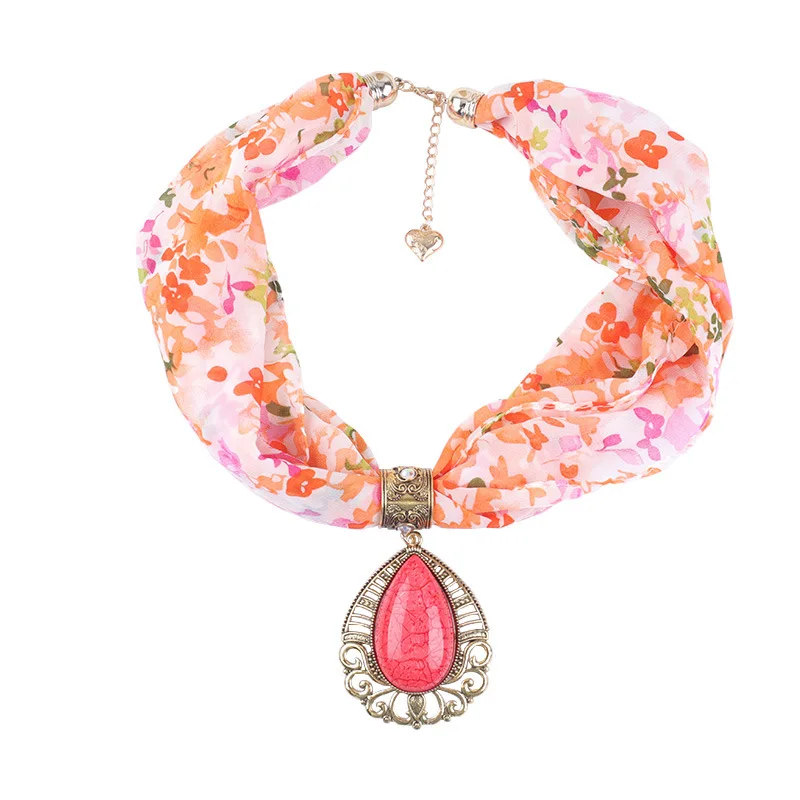 Женская мода ювелирные изделия из шифона колье шарф бохо заявление Diamond Кулон, Ожерелье, шарф элегантный женский шейный платок платки femme