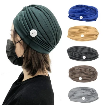 

2020 Summer Sport Yoga Headbands With Button For Women Girls Running Elastic Hair Band Hair Accessories Headwrap Sport New