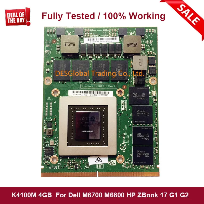 

Original K4100 K4100M Video Graphic VGA Card N15E-Q3-A2 0WG3YY WG3YY For Dell M6800 M6700 HP 8770W ZBOOK15 G1 G2 Fully Tested