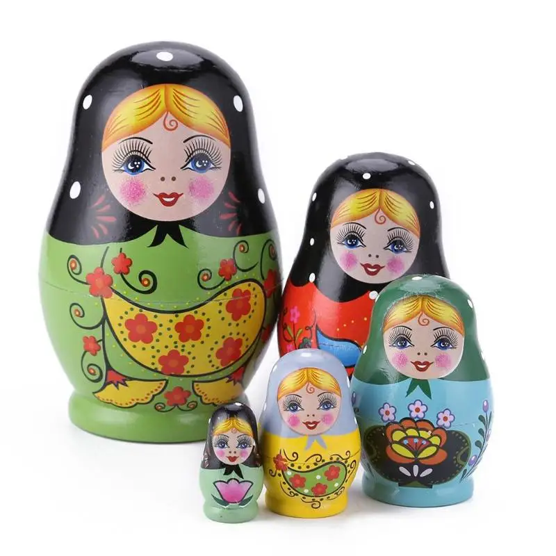 1 комплект матрешки цветные окрашенные русские Matryoshka куклы ручной работы