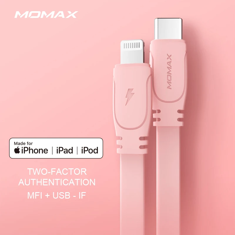 

MOMAX PD ios phone fast charge data line C to lightning-1.2m Flash PD3.0 Soft TPE ios MFi certification USES the full Phone