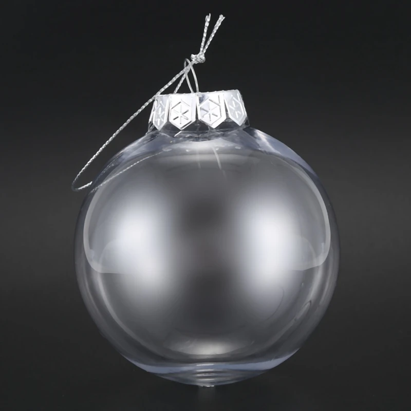Clear DIY Baubles Shatterproof Seamless Plastic XMAS Ball Home Tree Decor Gift- 80mm QTY:4